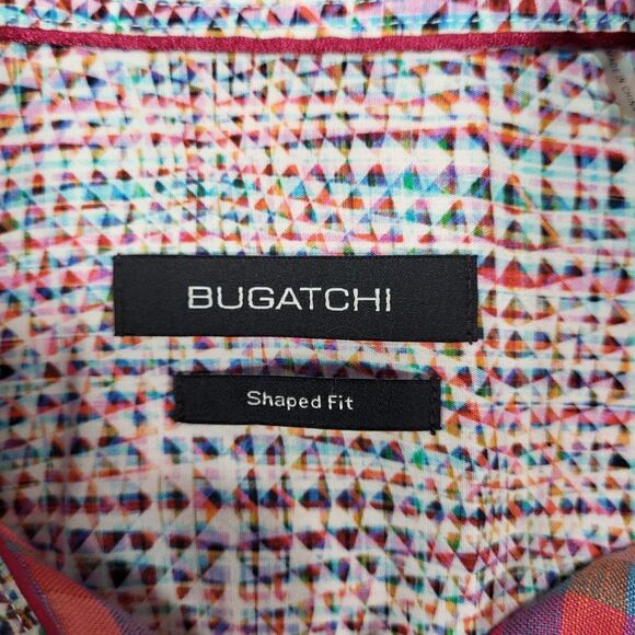 Bugatchi Men's Large Shaped Fit 100% Linen Plaid Long Sleeve Shirt‎ Flip Cuff - Picture 2 of 11